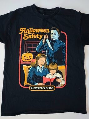 Steven Rhodes "Halloween Safety" graphic t-shirt a sitters guide mens medium